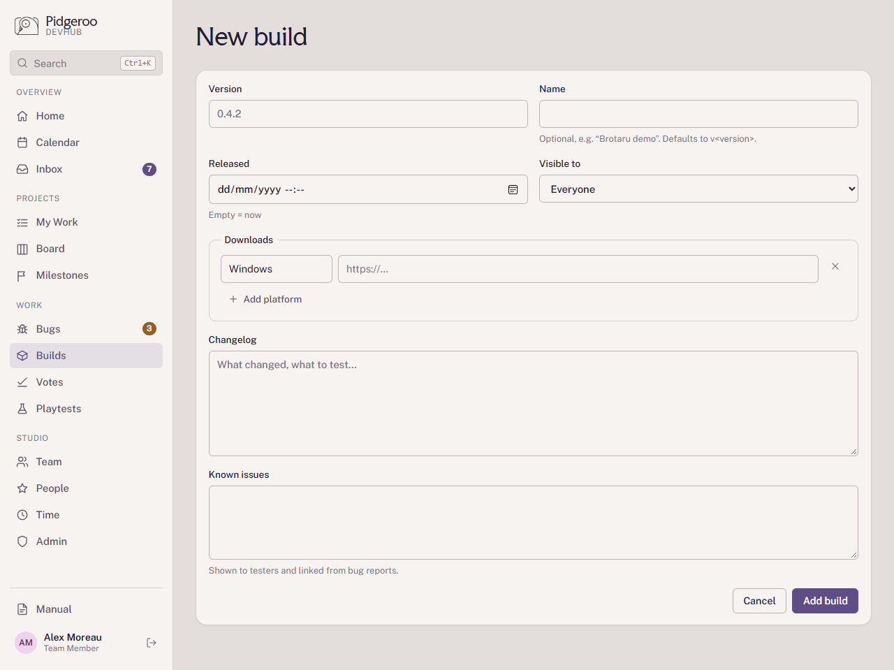 The New build form